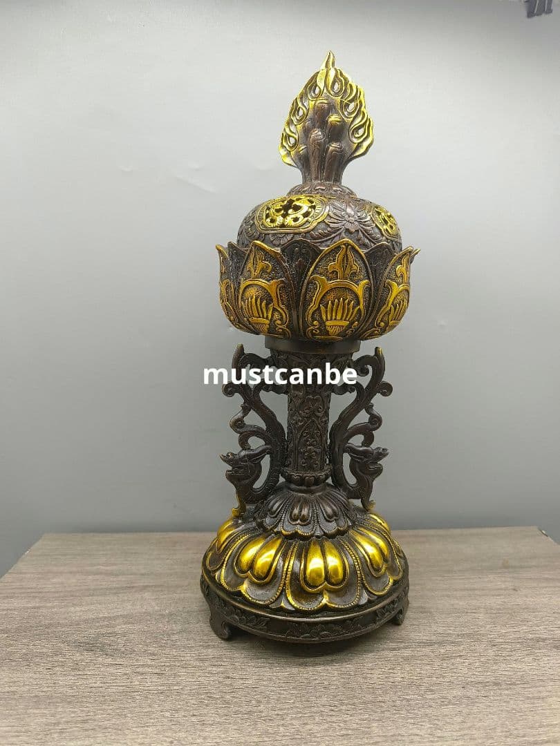 銅器 吉祥八宝蓮花薫炉 法器 宝蓮灯 仏堂薫炉 工芸品 置物