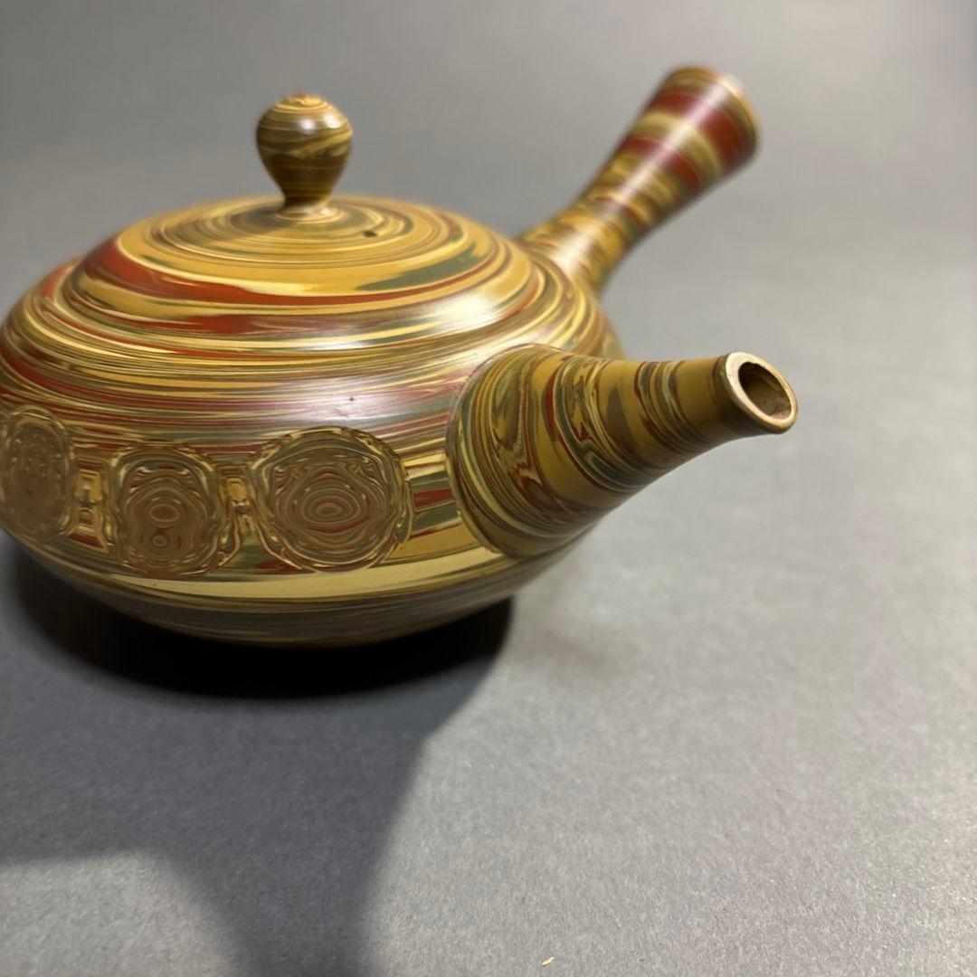 人間国宝　松井康成　練上横手急須　共箱