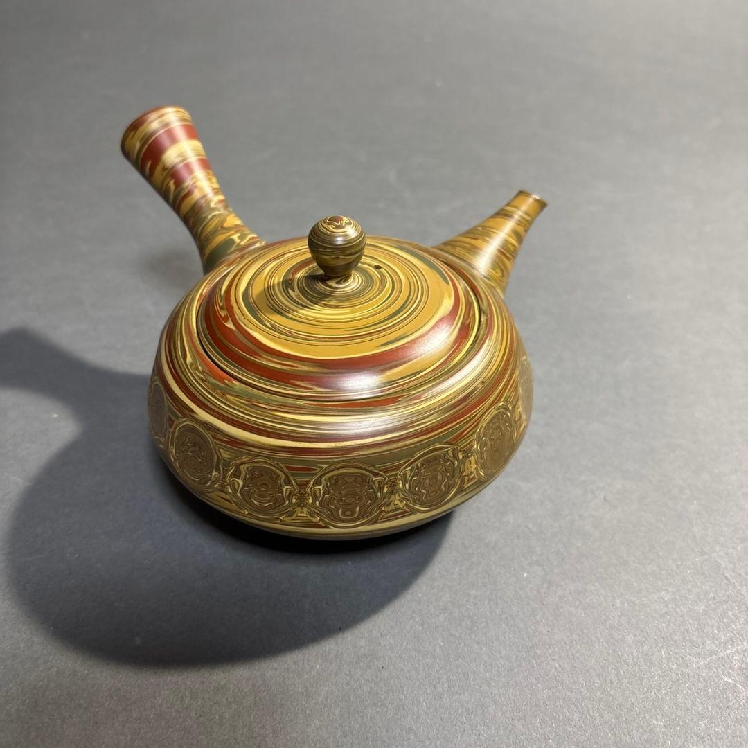 人間国宝　松井康成　練上横手急須　共箱