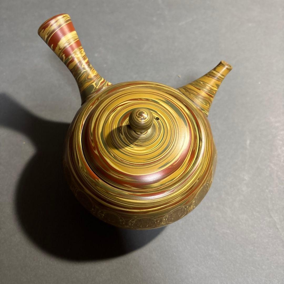 人間国宝　松井康成　練上横手急須　共箱