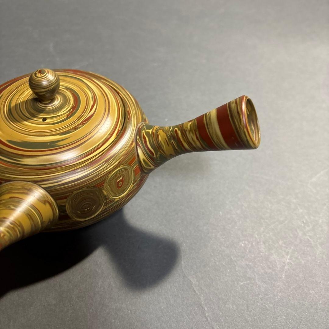 人間国宝　松井康成　練上横手急須　共箱