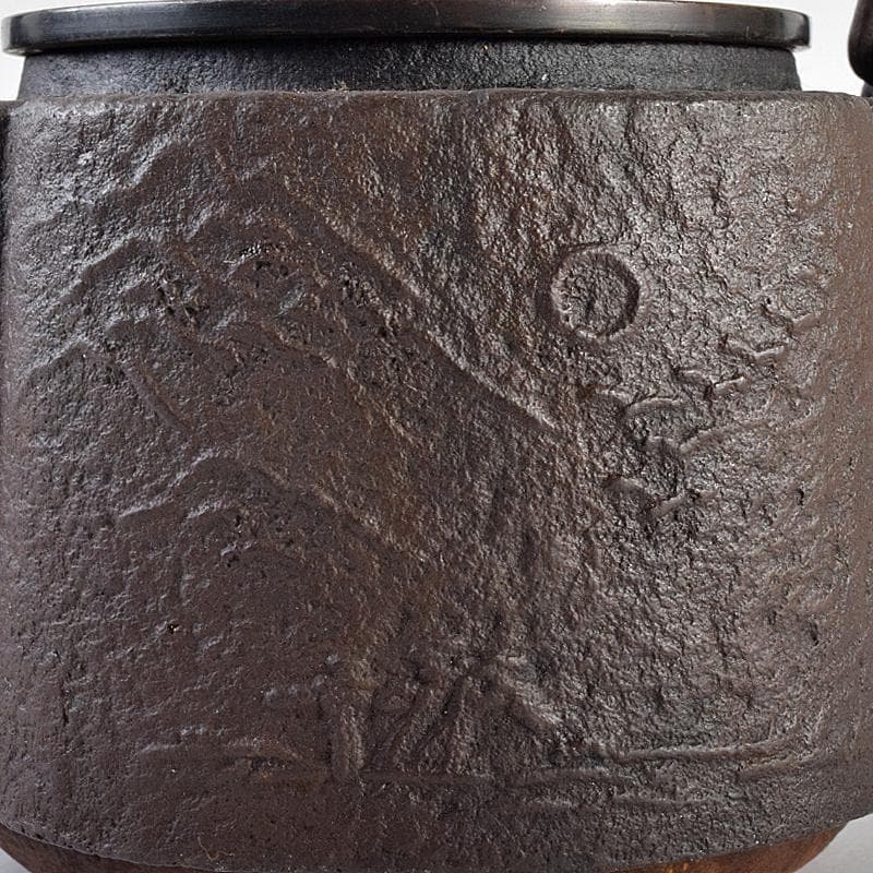 煎茶道具　山水文　紫斑銅蓋 　鉄瓶　鉄壷　M　R7676