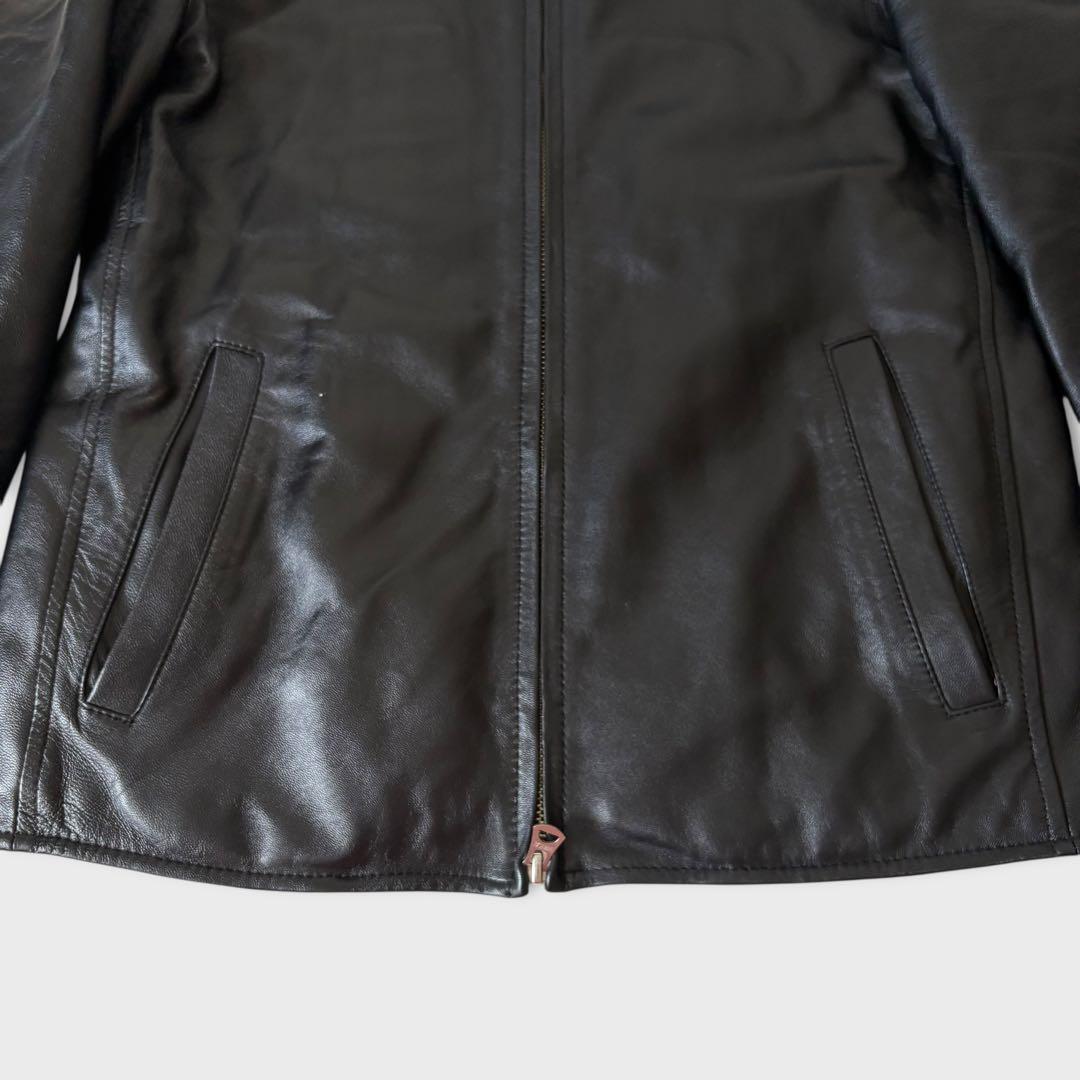 美品 ナノユニバース 羊革 シングルライダース キルティング レザージャケット