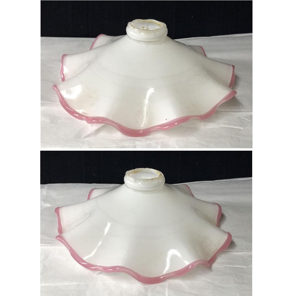 p007 電気の笠 ガラス 電笠 電傘 巾28.5cm 硝子 古ガラス 古硝子