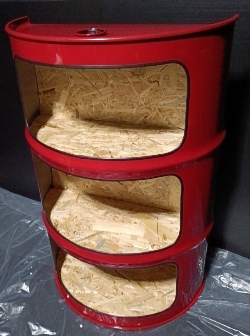 カメムシ品！200㍑ドラム缶remake3段BOX！レッド