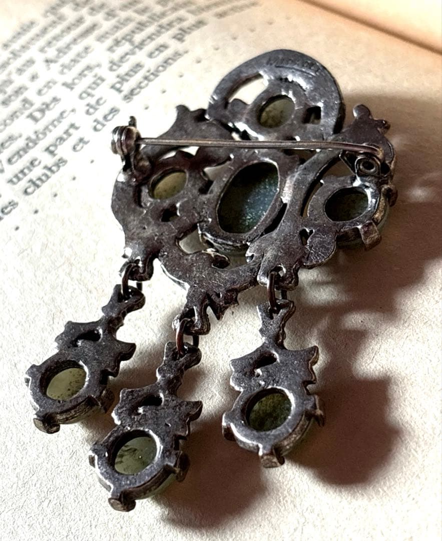 3364ヴィンテージ☆英国/MIRACLE/カボションブローチ