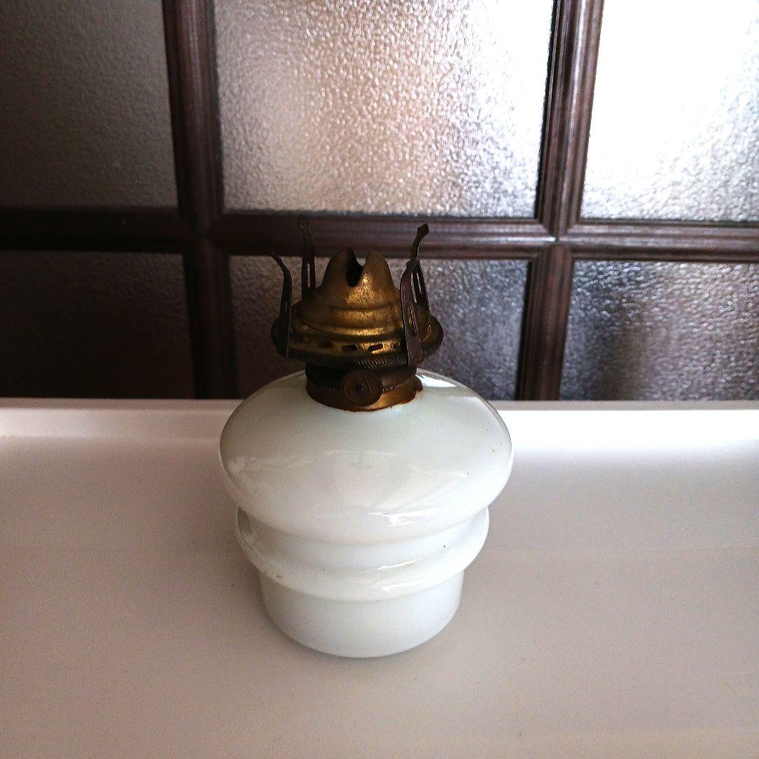 アンティーク吊りオイルランプ　　　　ミルクガラス