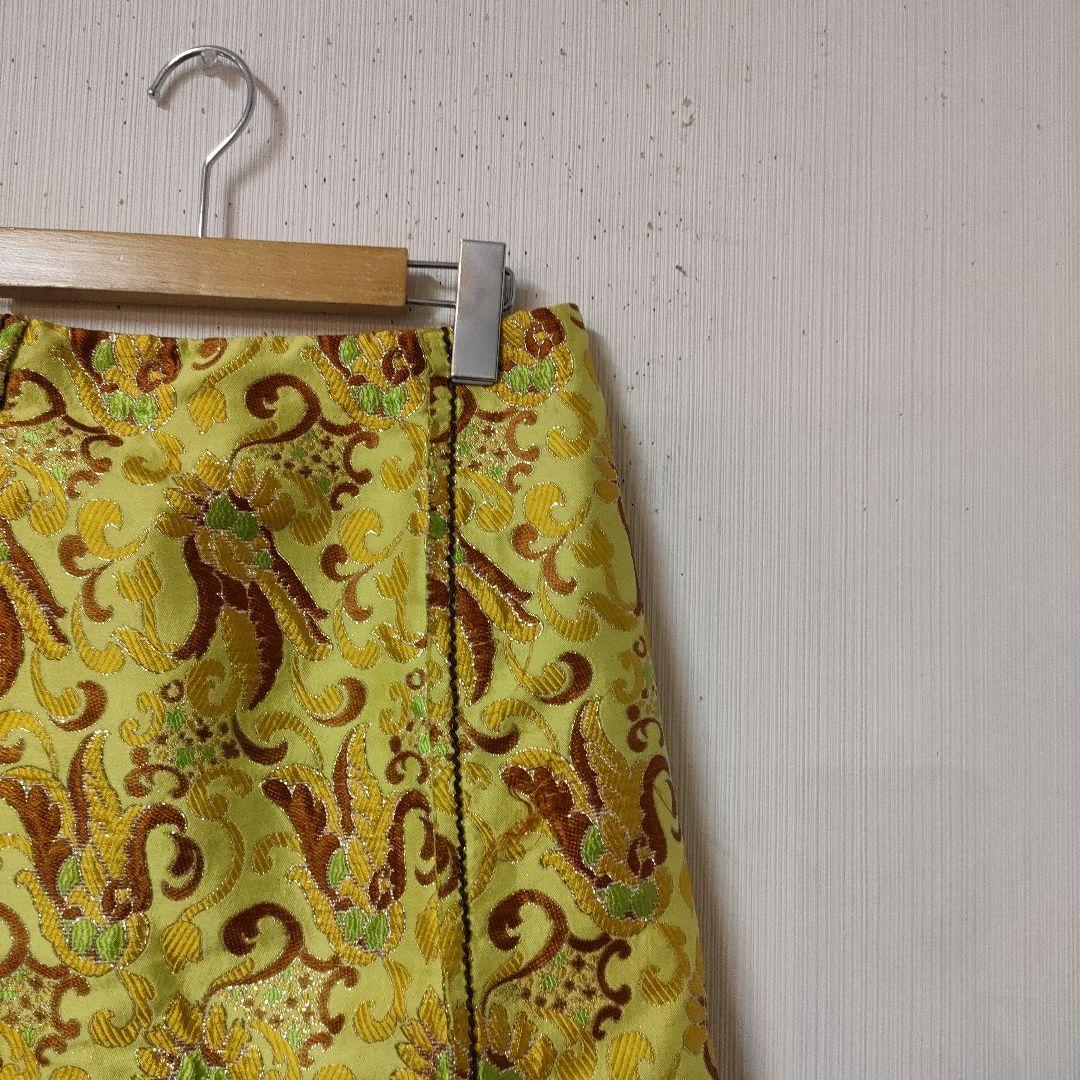 プラダ ゴブラン織スカート サイズ38 黄緑