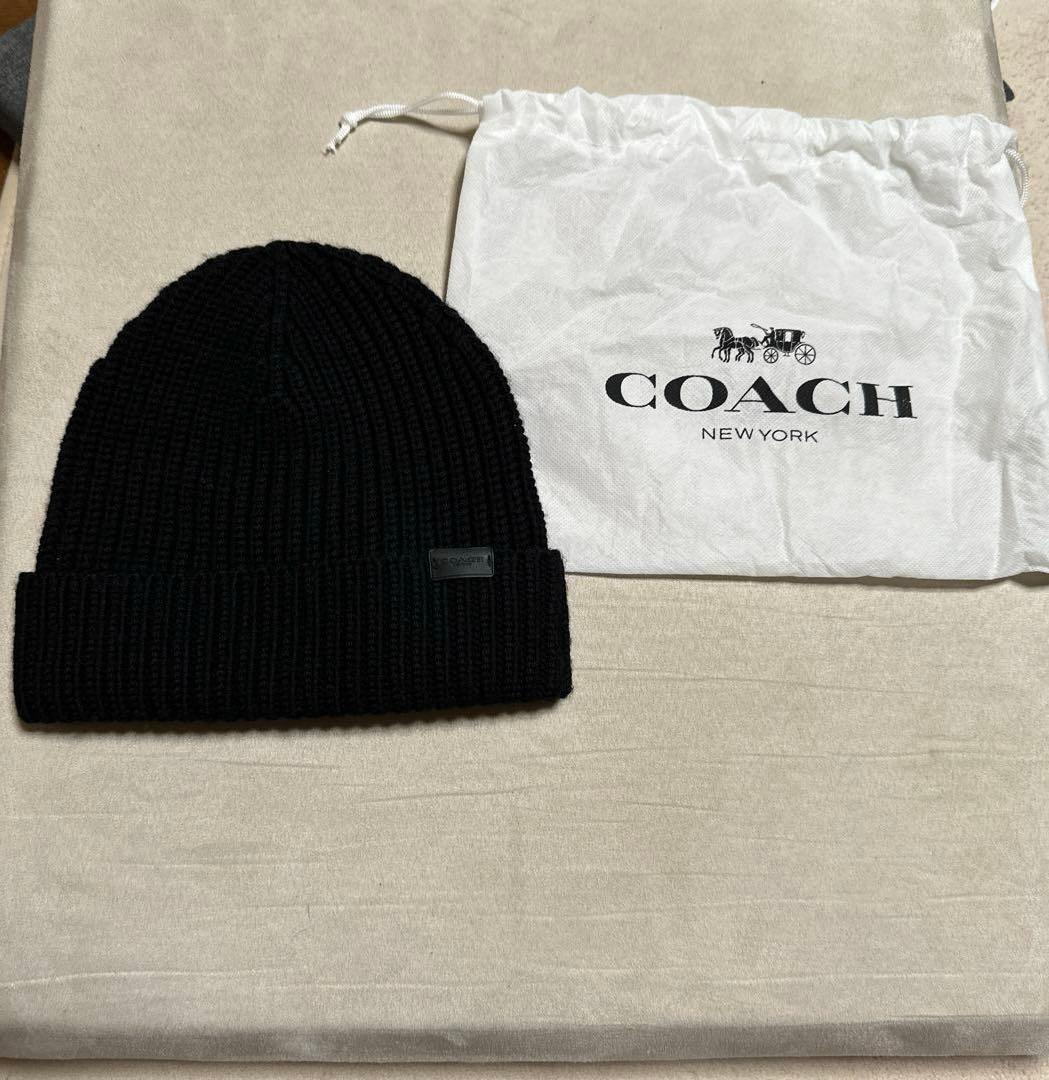 本日値下げ　コーチ ニット帽 COACH黒 男女兼用