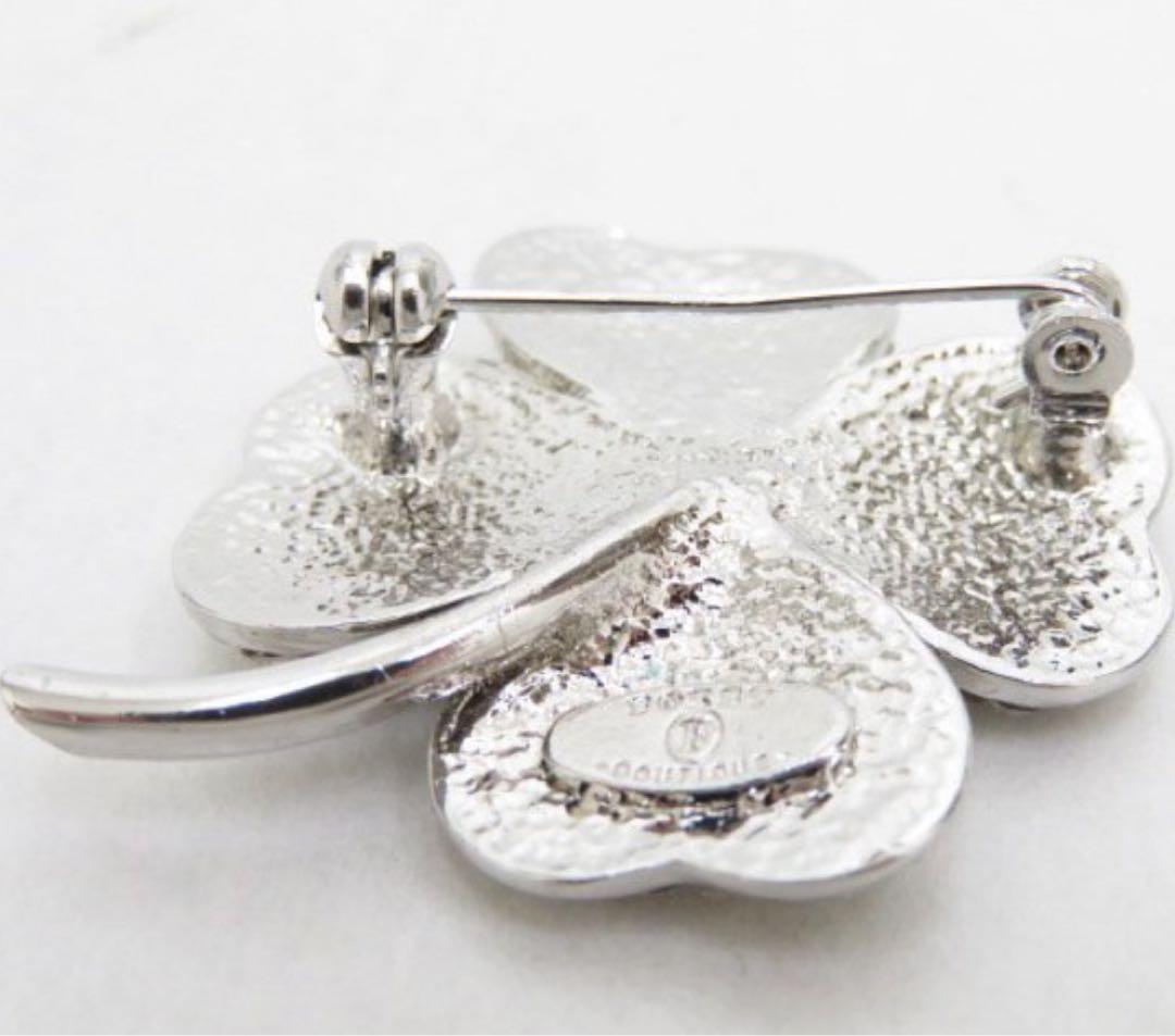 美品　FOXEY フラワーブローチ　ラインストーン　オレンジ　フォクシー