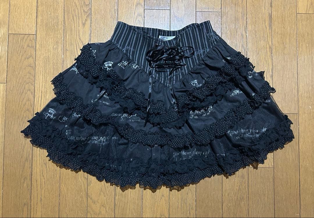 h.NAOTO FRILL フリル　レース　コルセット　スカート　編み上げ　黒