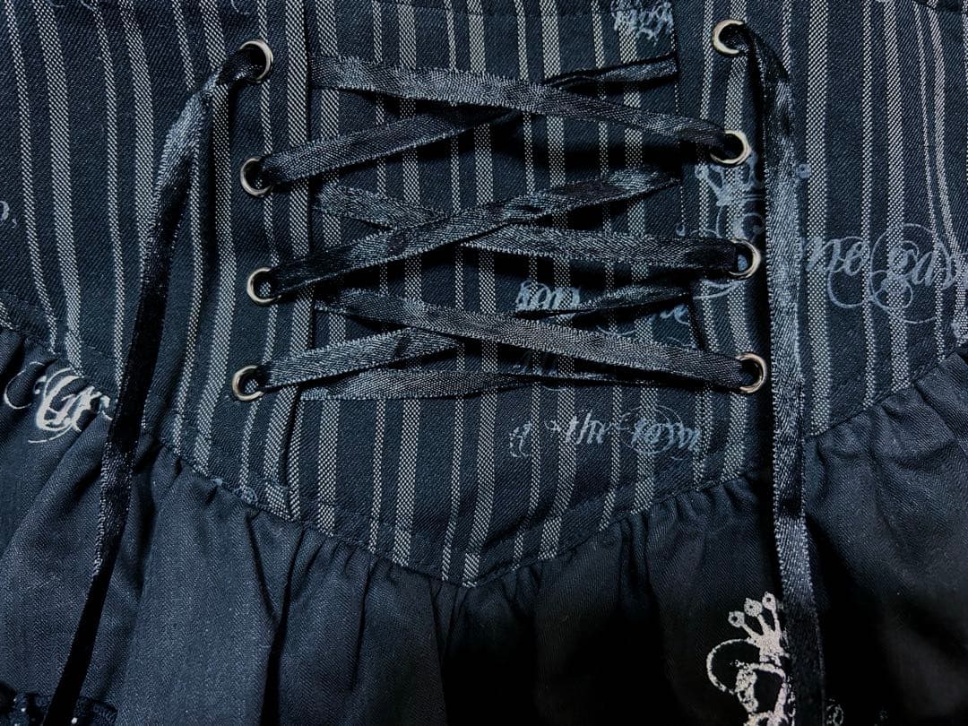 h.NAOTO FRILL フリル　レース　コルセット　スカート　編み上げ　黒