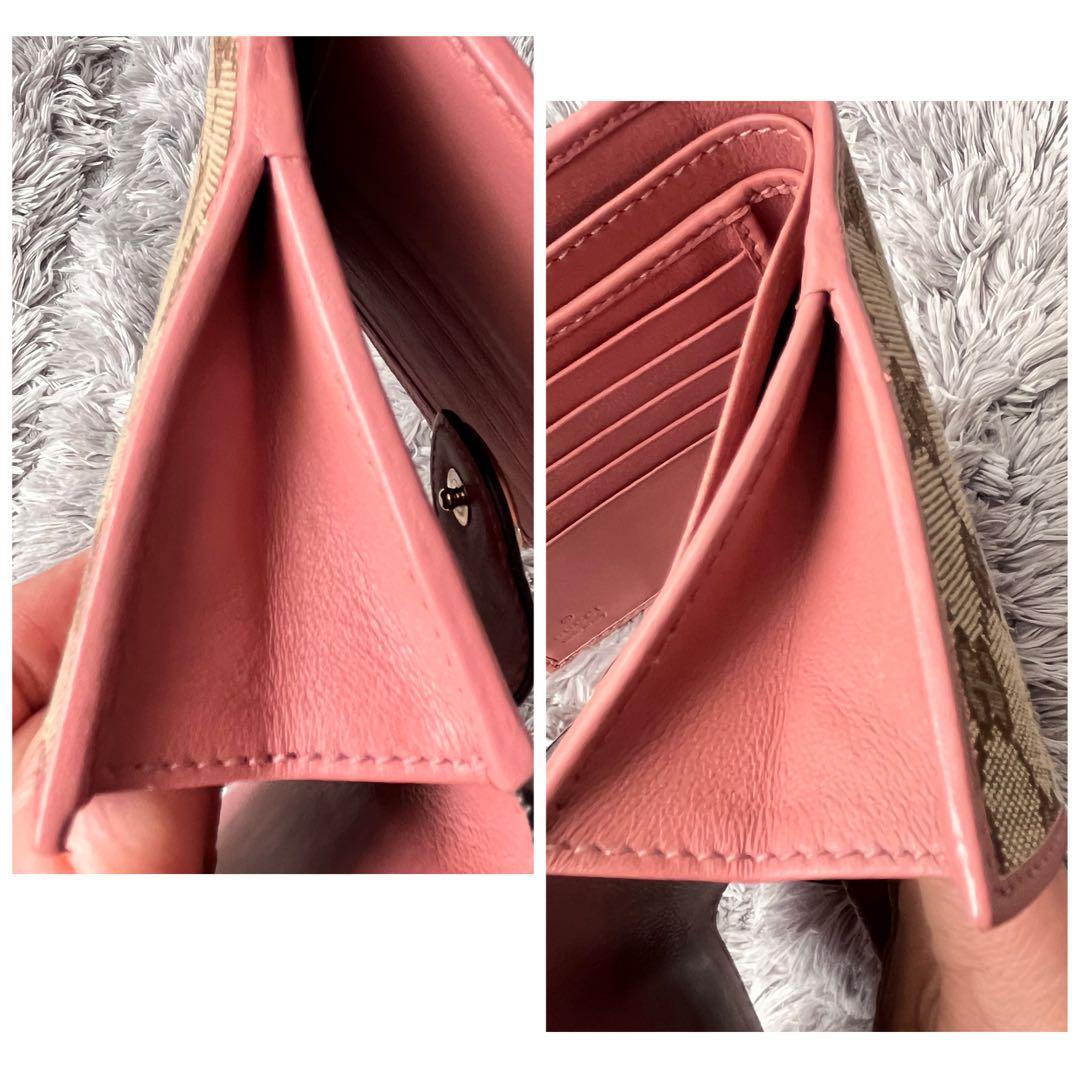 美品✨GUCCI 折り財布　GGキャンバス ラブリーハート　ピンクベージュ