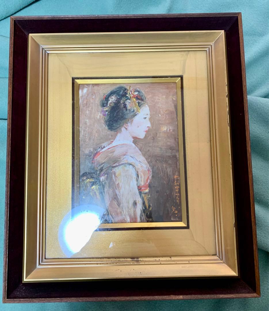 ★底値★近日出品終了★14万円超〜★鬼頭鍋三郎　「舞妓」　1966 油彩