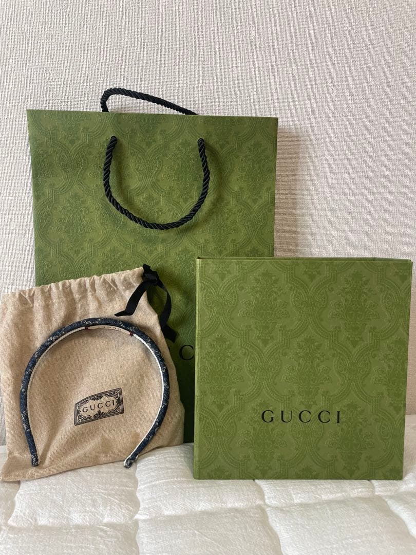 GUCCI グッチ デニムカチューシャ インディゴブルー（ほぼ未使用）