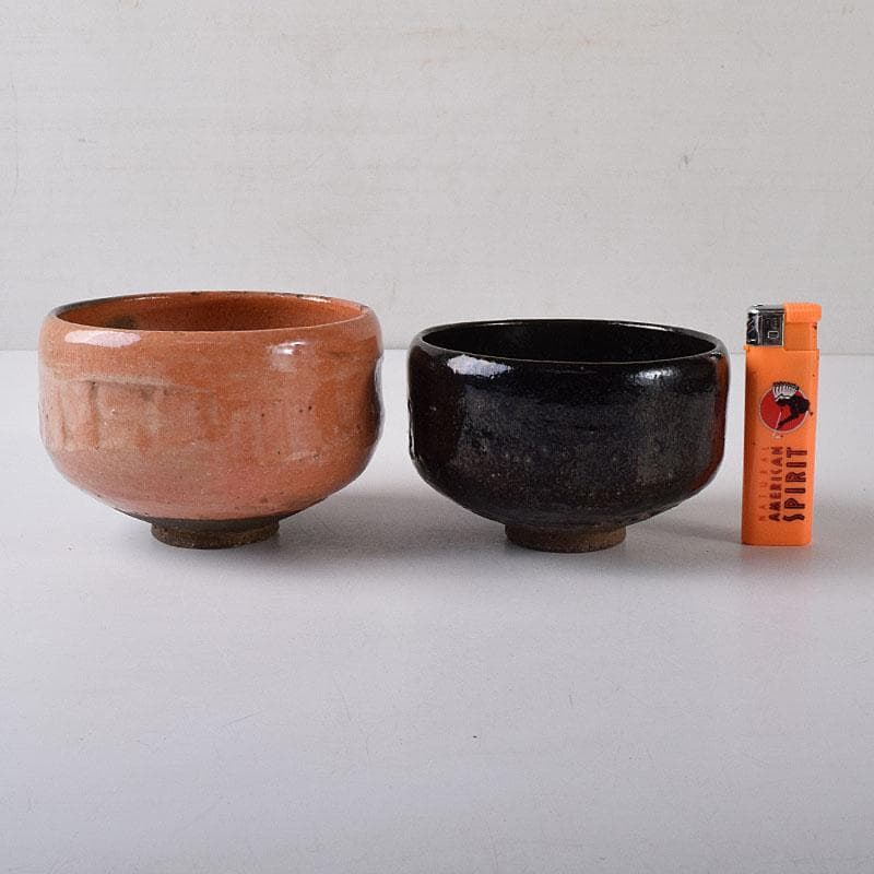 茶道具　楽吉左衛門　赤楽茶碗　黒楽茶碗　2点まとめて　V R8463