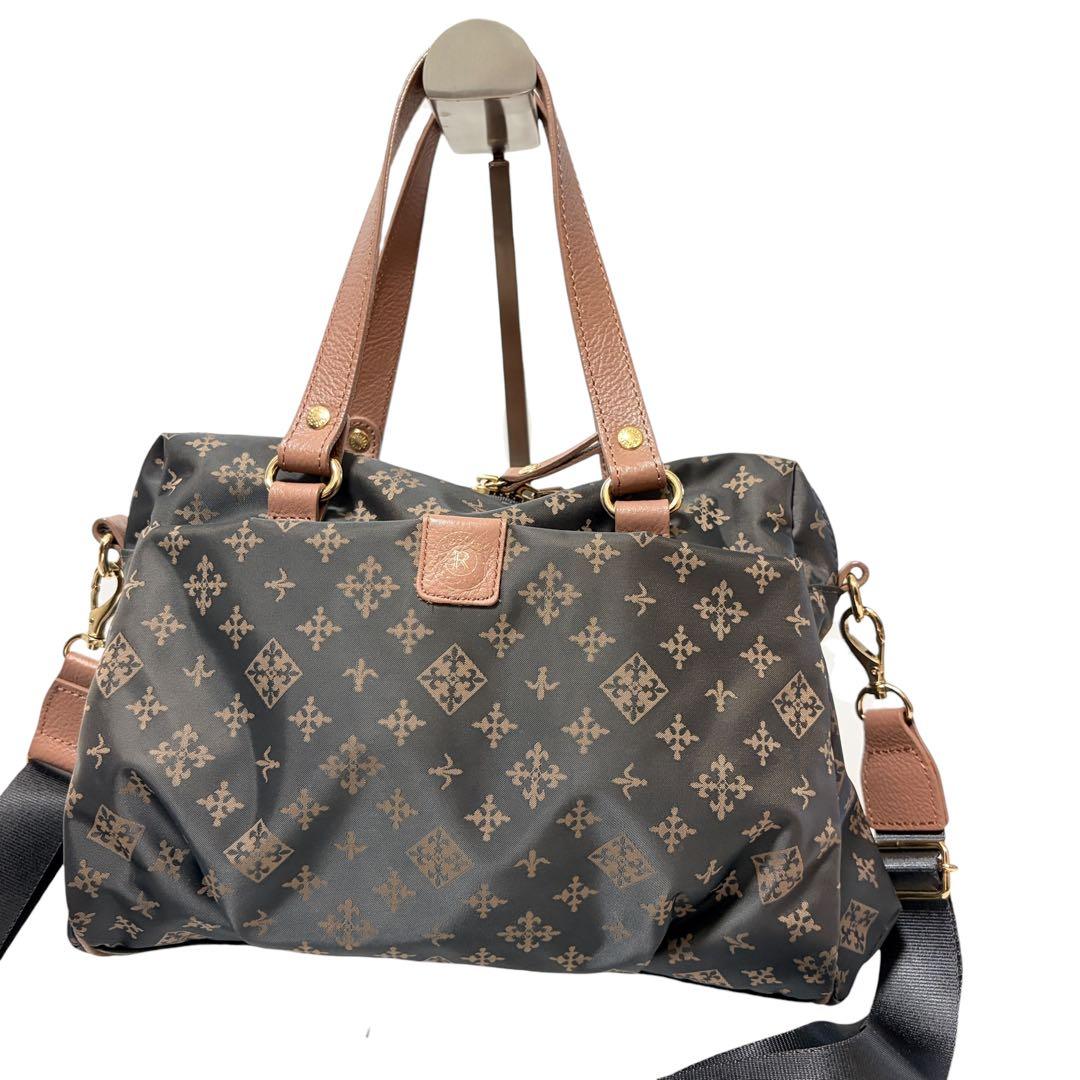 美品 ラシット 2way ショルダーバッグ モノグラム グレー