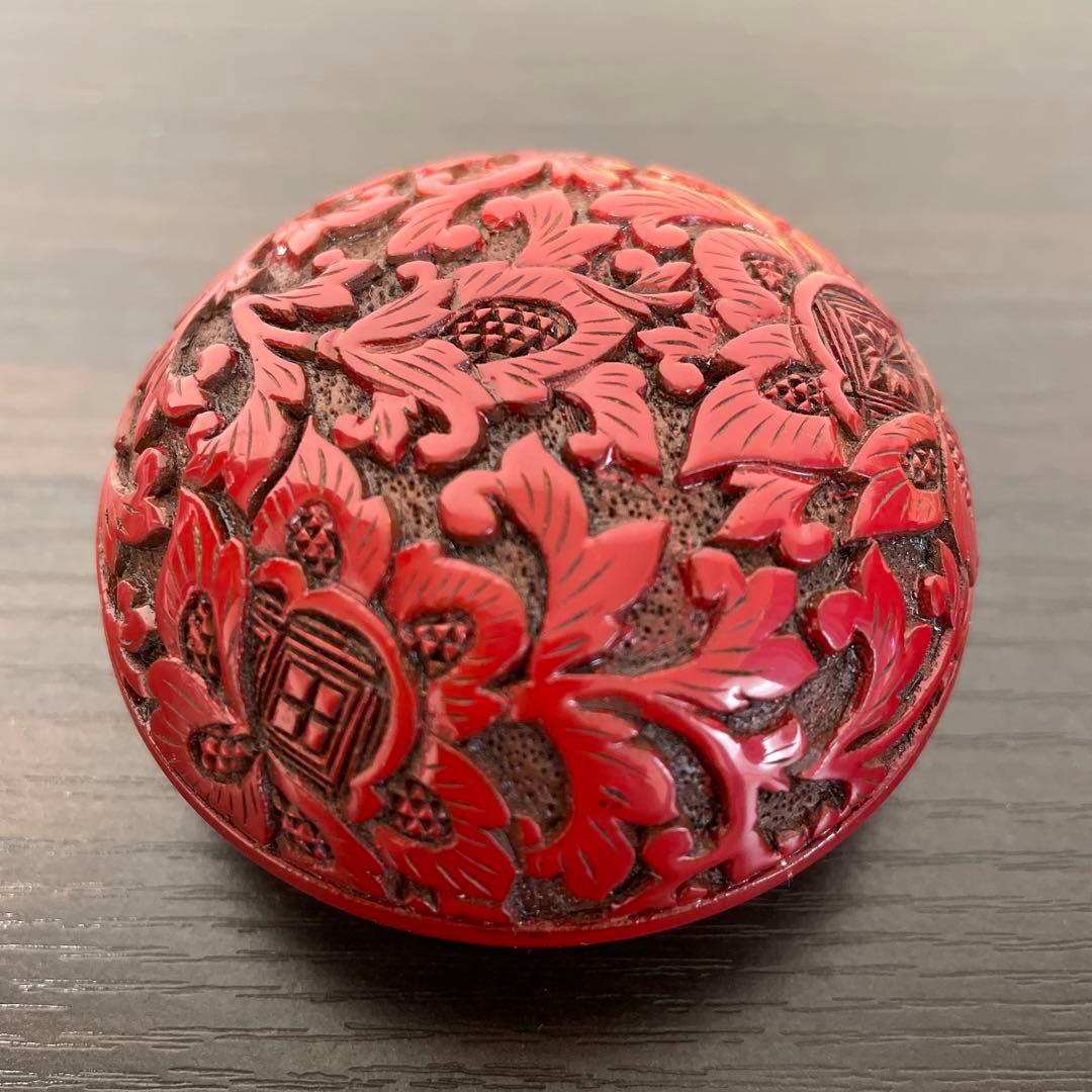 宝相華文　香合　村上木彫堆朱 共箱付き 伝統工芸　茶道具 漆器　庚堂