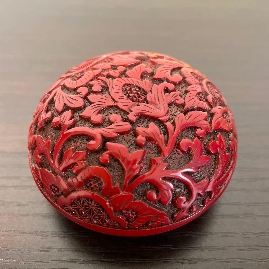 宝相華文　香合　村上木彫堆朱 共箱付き 伝統工芸　茶道具 漆器　庚堂