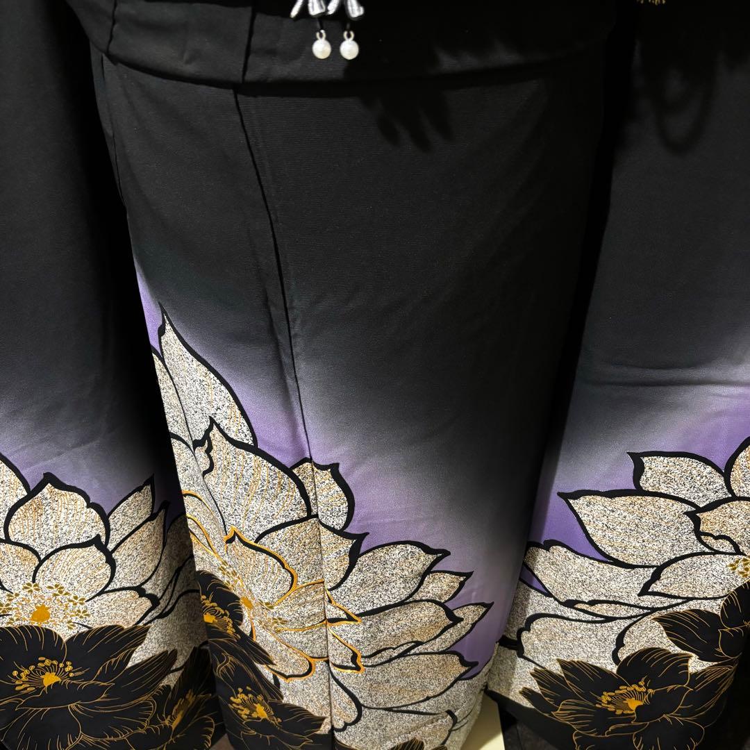 美品　黒地　大柄　金駒刺繍　金彩　逸品　振袖　フルセット 振り袖