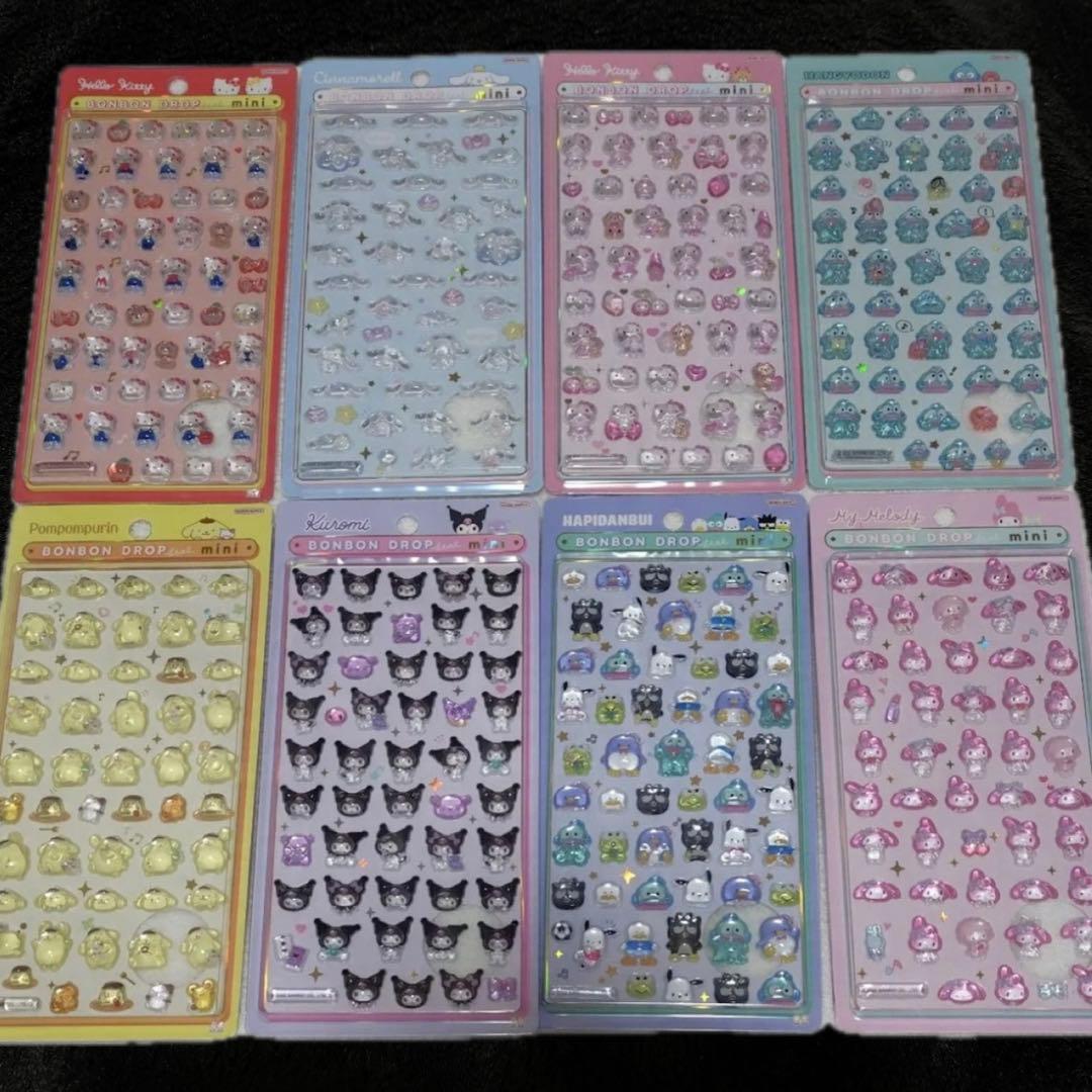 【店舗正規品】サンリオミニ　ボンボンドロップシール　8種セット　【コンプリート】