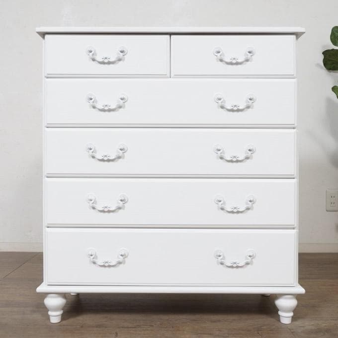 【新品・未使用】　白家具　ヨーロピアン調　チェスト　5段7杯　幅80ｃｍ