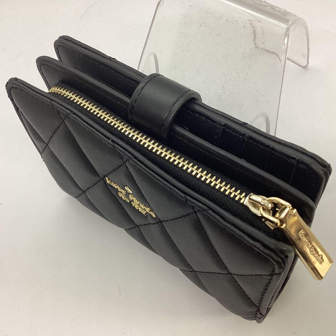 kate spade ブラック 二つ折り財布　キルティング加工