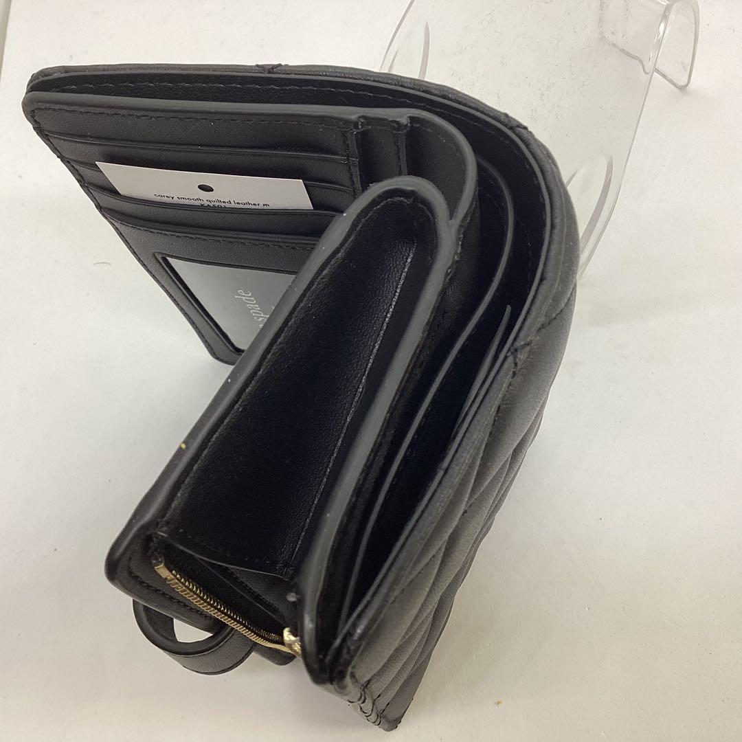 kate spade ブラック 二つ折り財布　キルティング加工
