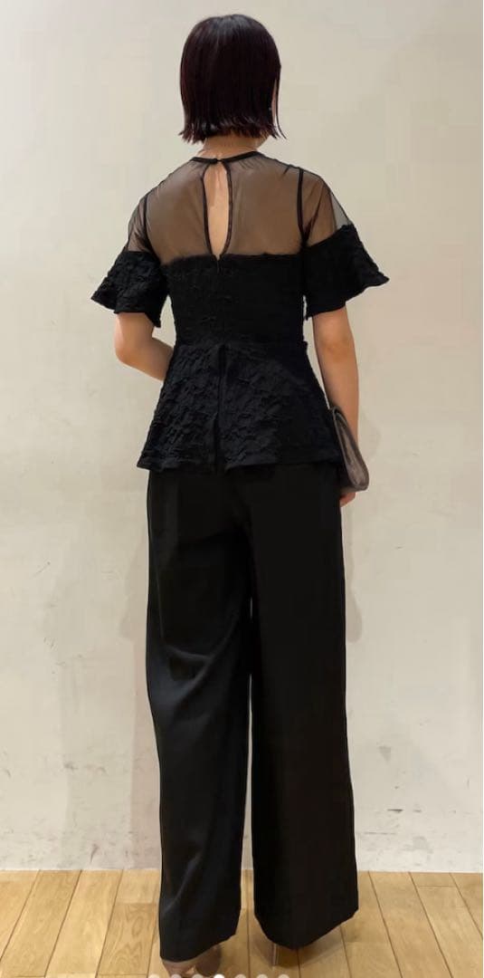 ラグナムーン　ペプラム オールインワン　黒 ドレス　結婚式 パーティドレス