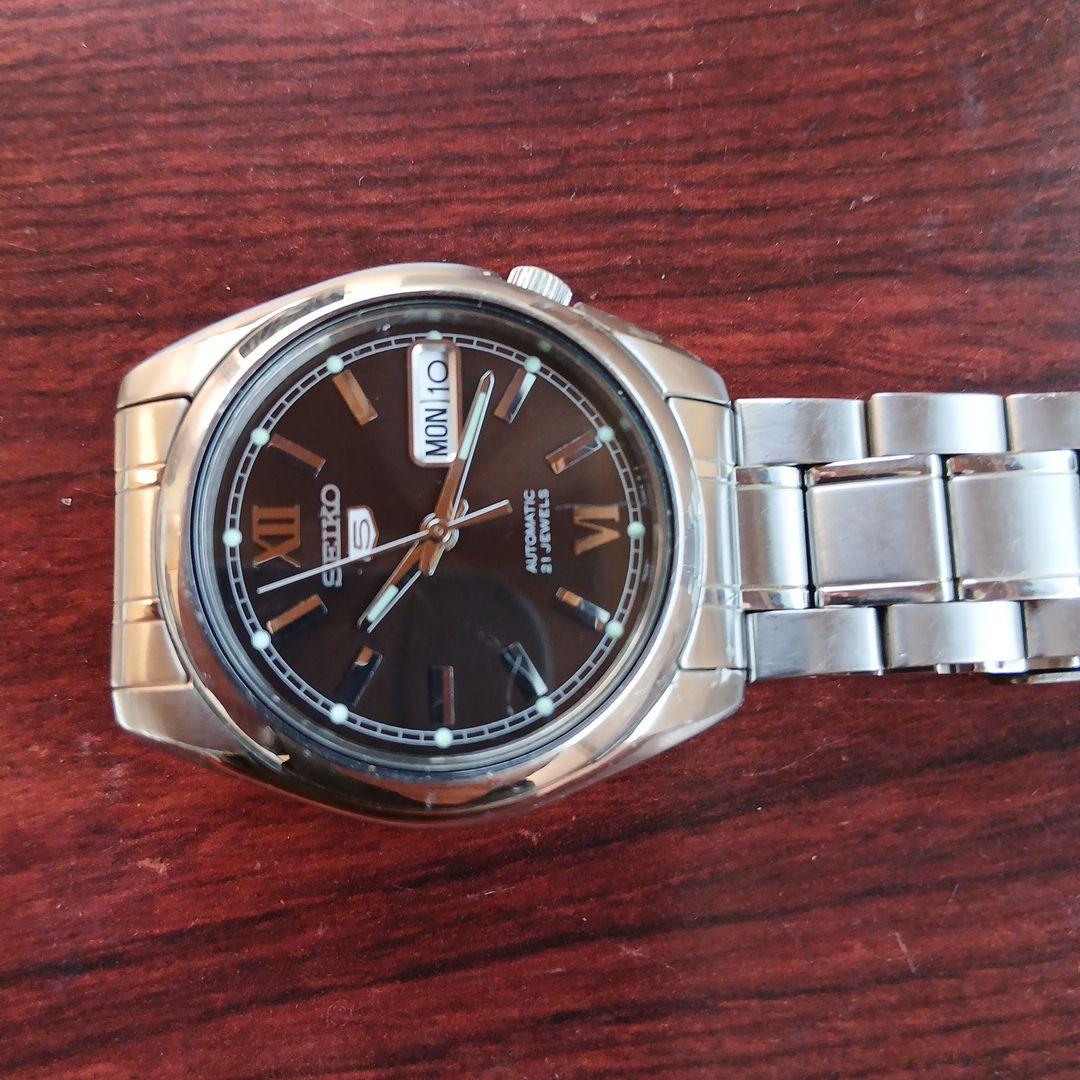 SEIKO ファイブ自動巻き腕時計 黒文字盤