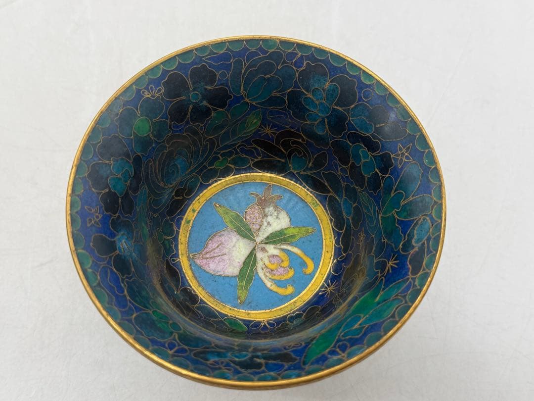 中国　七宝焼　三多紋　杯　台付　送料込み251224