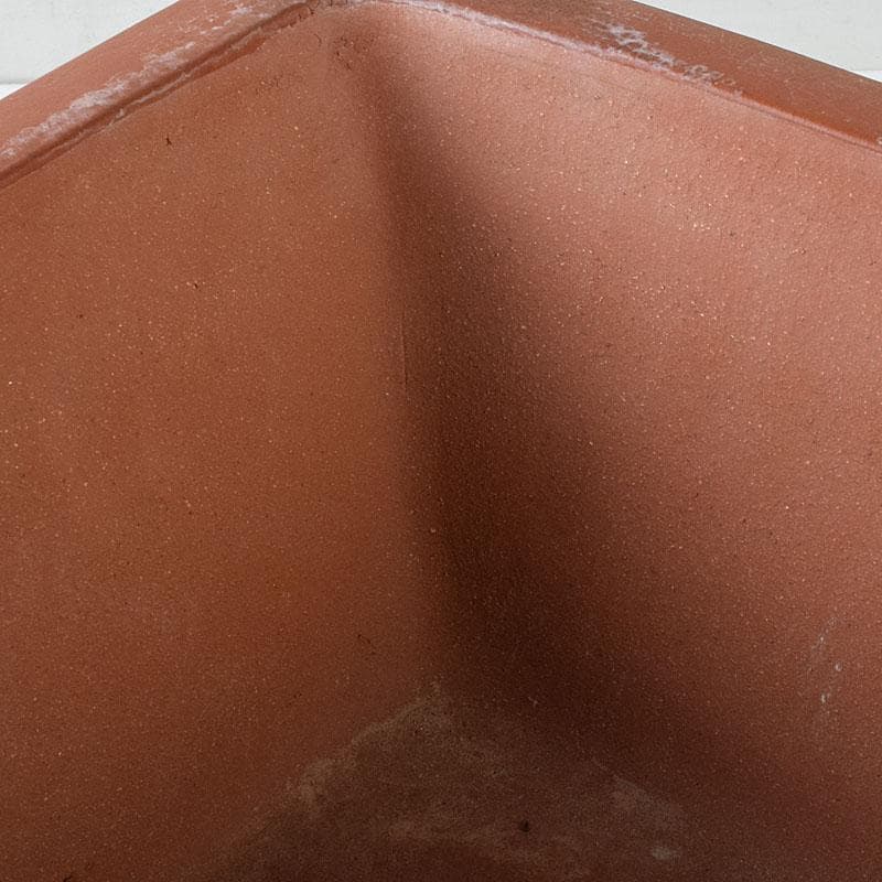 中国　紫砂　朱泥　漢詩山水刻　植木鉢　盆栽鉢　V　R8480H