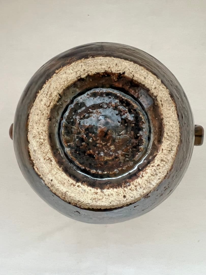 鉄釉双耳壺 (花瓶) 河井久 (師 河井寛次郎)