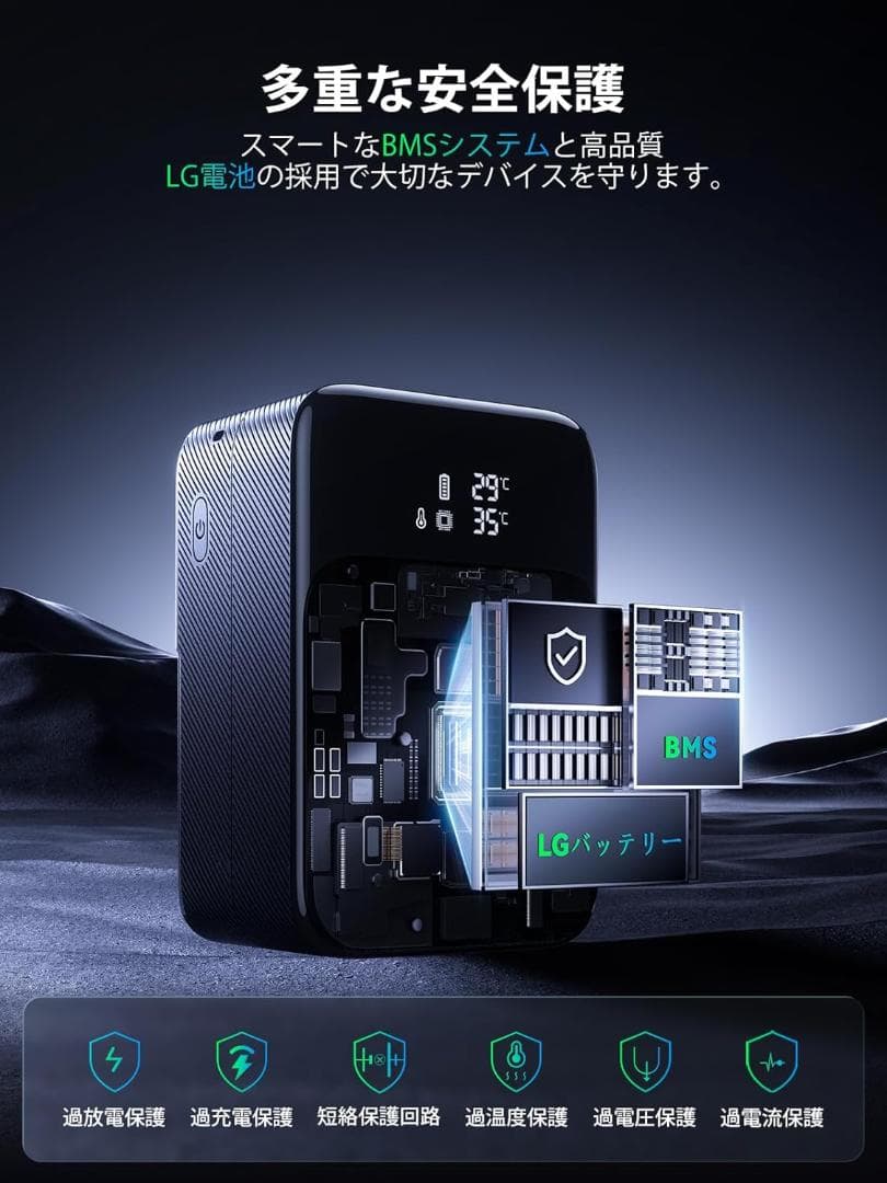 VマウントバッテリーPD 100W 双方向充電USB-C 急速充電DCポート2個