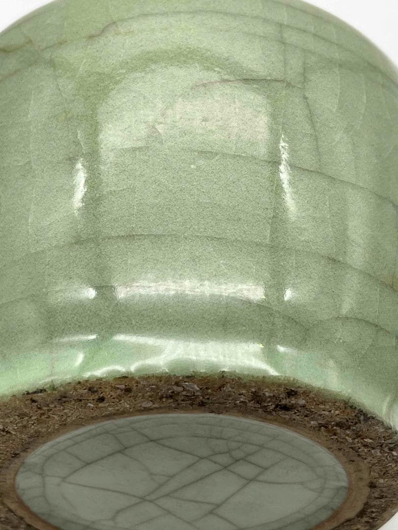 南宋～元時代　青磁貫入花瓶　汝官窯　龍泉窯　花入　茶道具(E-78)