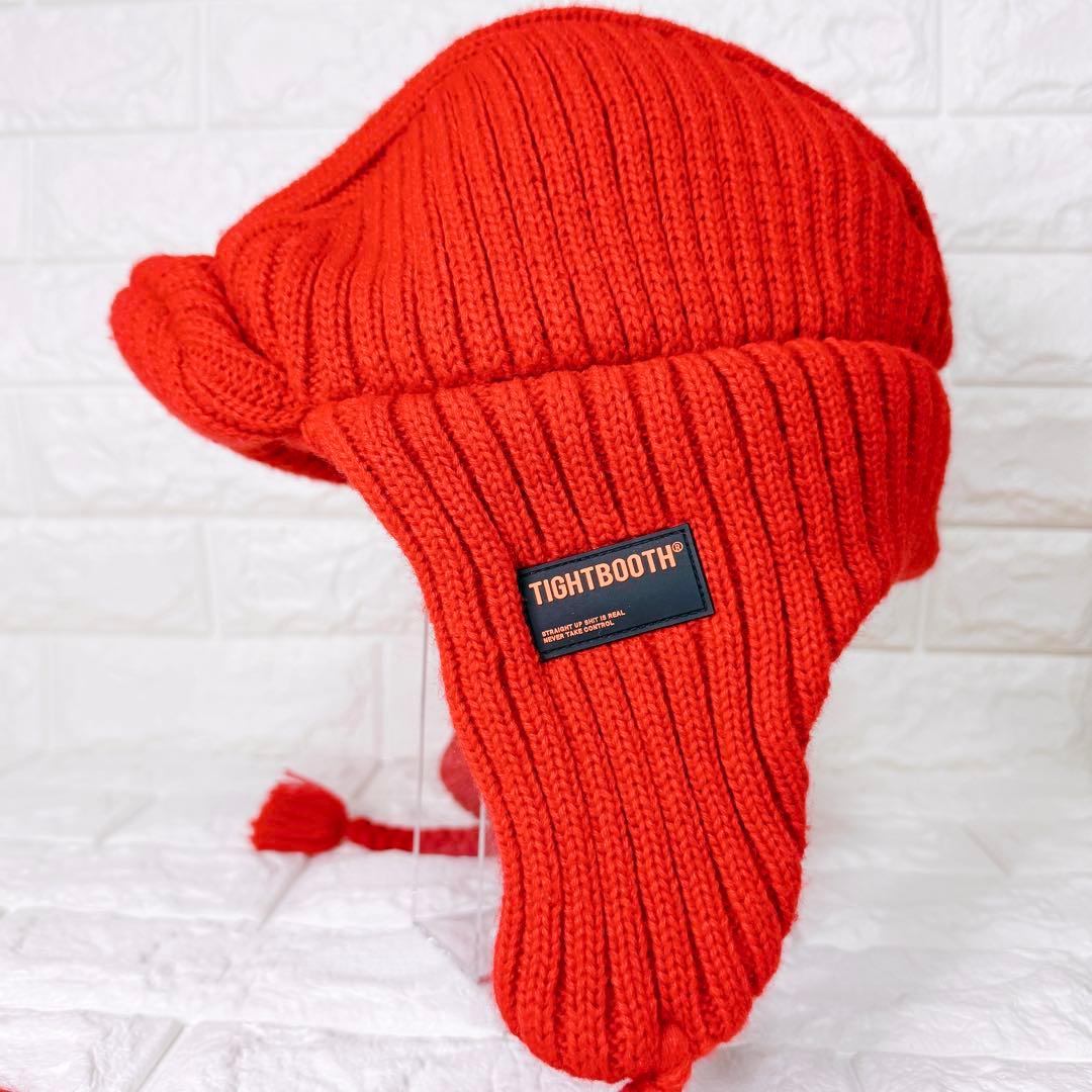 極美品✨TIGHTBOOTH タイトブース ボンバービーニー ニット帽 レッド