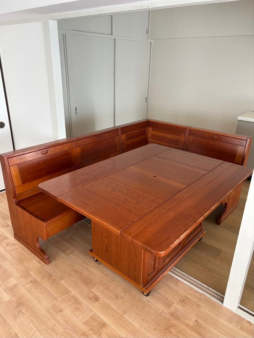 CANADIAN ヴィンテージ L字ダイニングセット テーブル&ベンチ