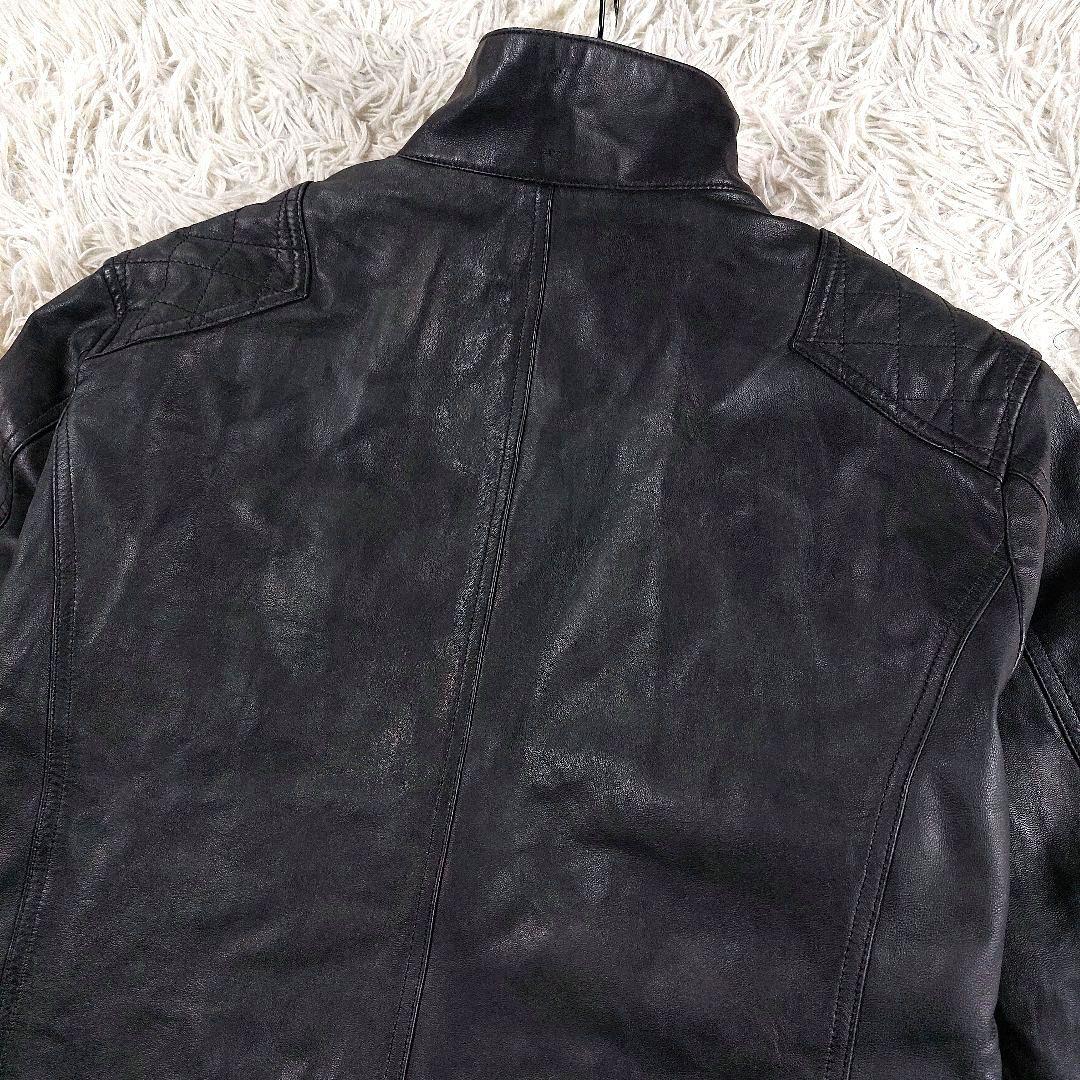 バーバリーブラックレーベル ラムレザーホースロゴ ノバチェックシングルライダース