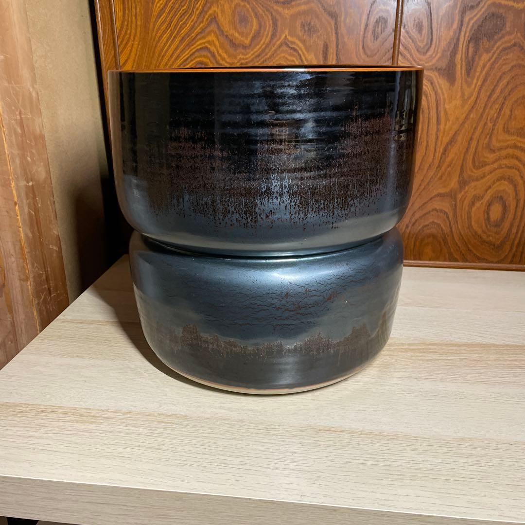 個展出品大作　青木龍山　天目曙光大花器　箱なし