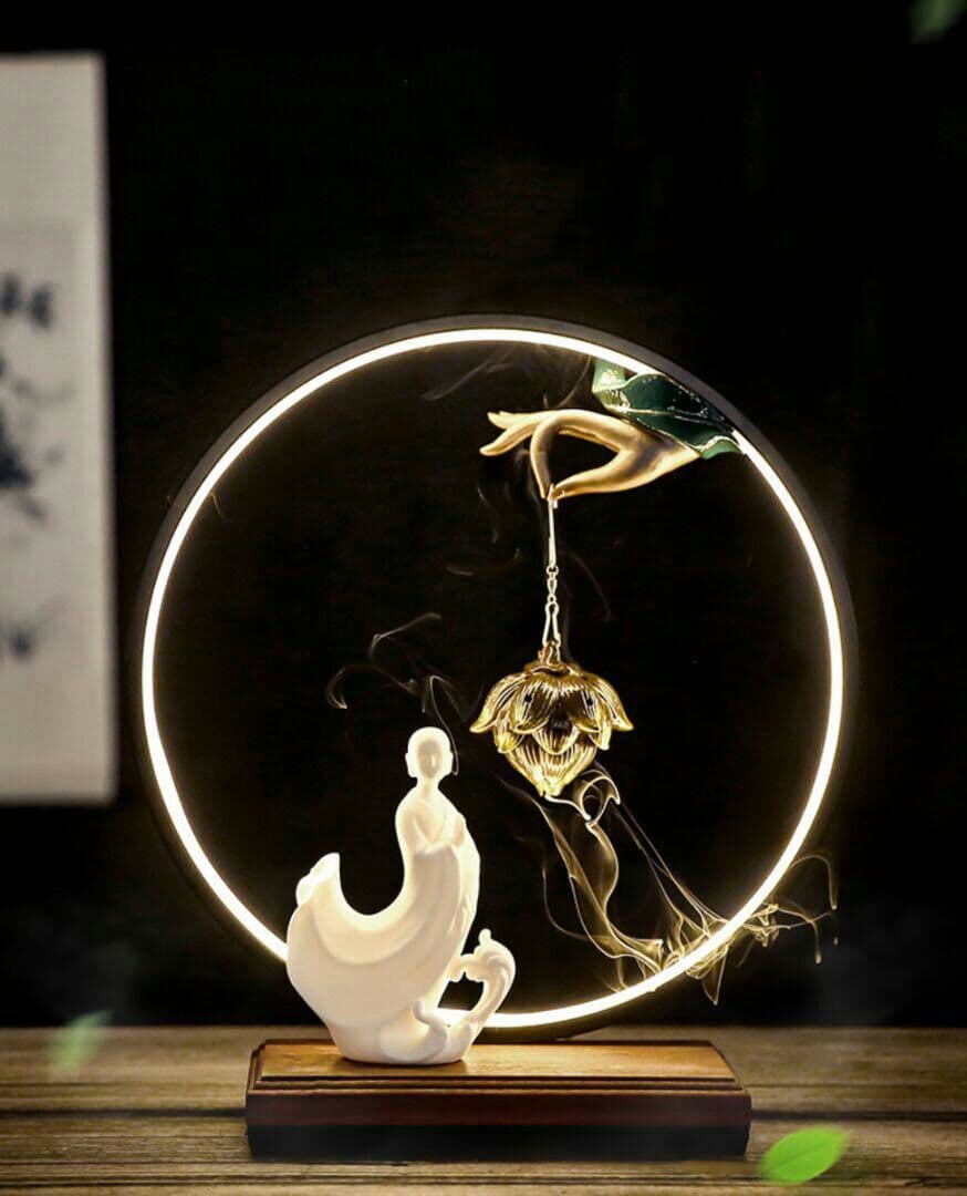 禅の意  加護を平安を保つ    陶磁器  仏手蓮の花香炉