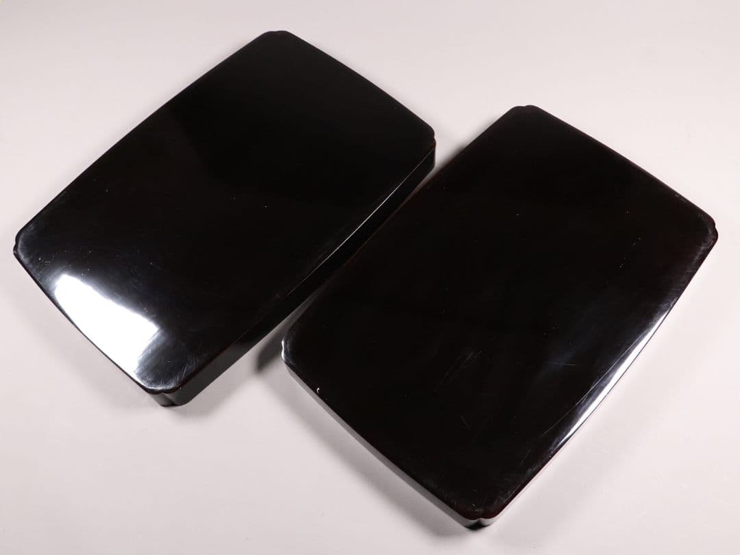 瓢箪雀蒔絵 広盆 大小一組 黒塗 金銀 螺鈿 木製漆器 広蓋 長方盆 花鳥MA9