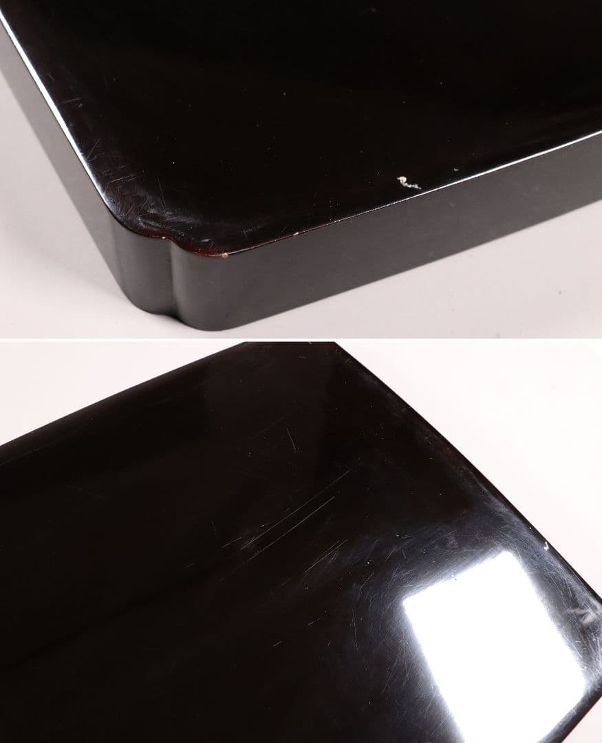 瓢箪雀蒔絵 広盆 大小一組 黒塗 金銀 螺鈿 木製漆器 広蓋 長方盆 花鳥MA9