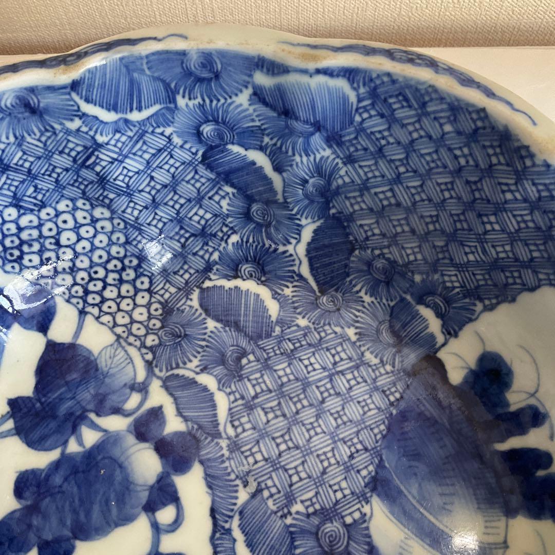 古伊万里　染付花鳥文深鉢　江戸時代中期から後期頃　優品