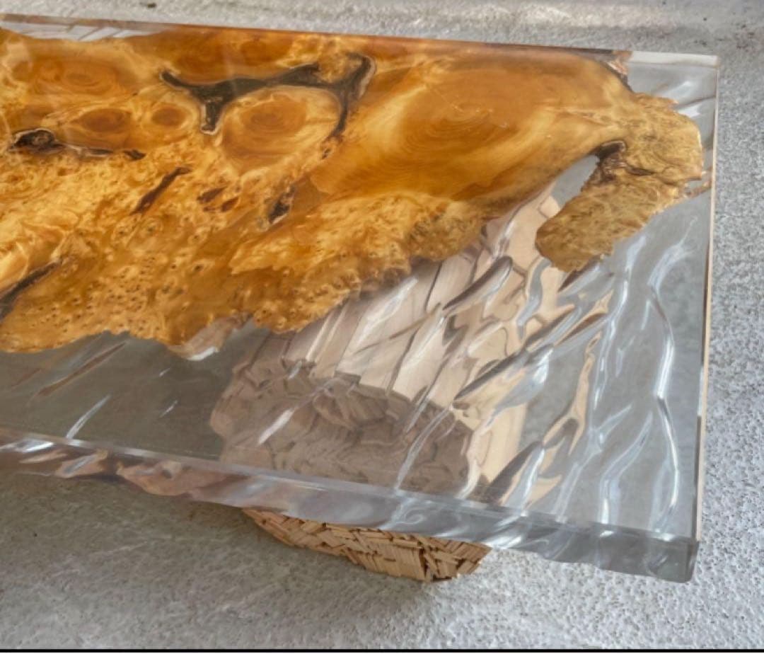 【♡YURIA♡】レジンテーブル 一点物 銀杏 クリスタル ハンドメイド