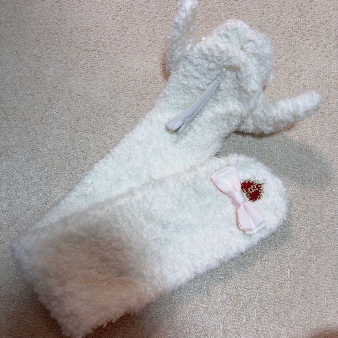 うさくみゃちゃんマフラー　白