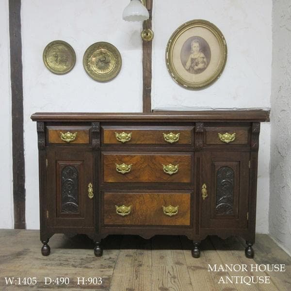 イギリス アンティーク 家具 サイドボード キャビネット 什器 英国 6967c