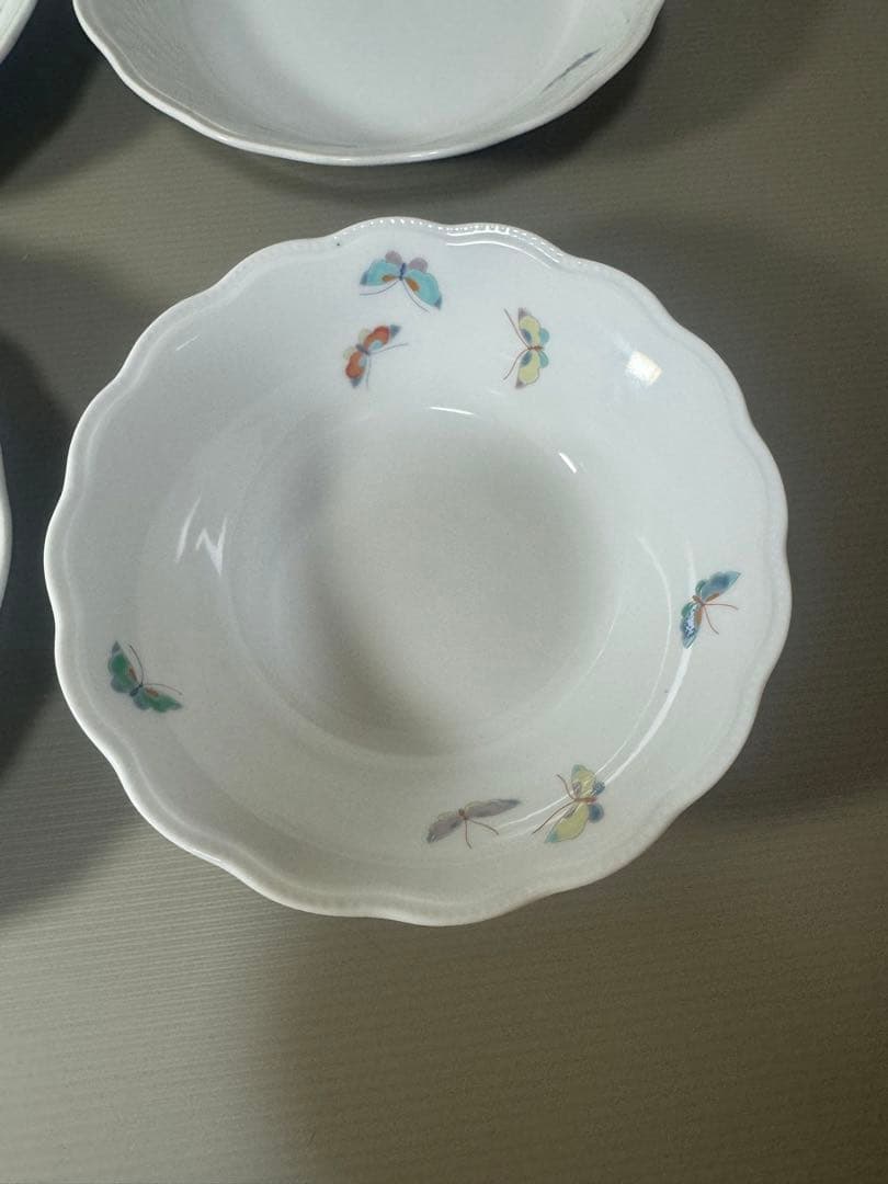 2079 深川製磁　蝶文　皿5客　鉢1客　未使用
