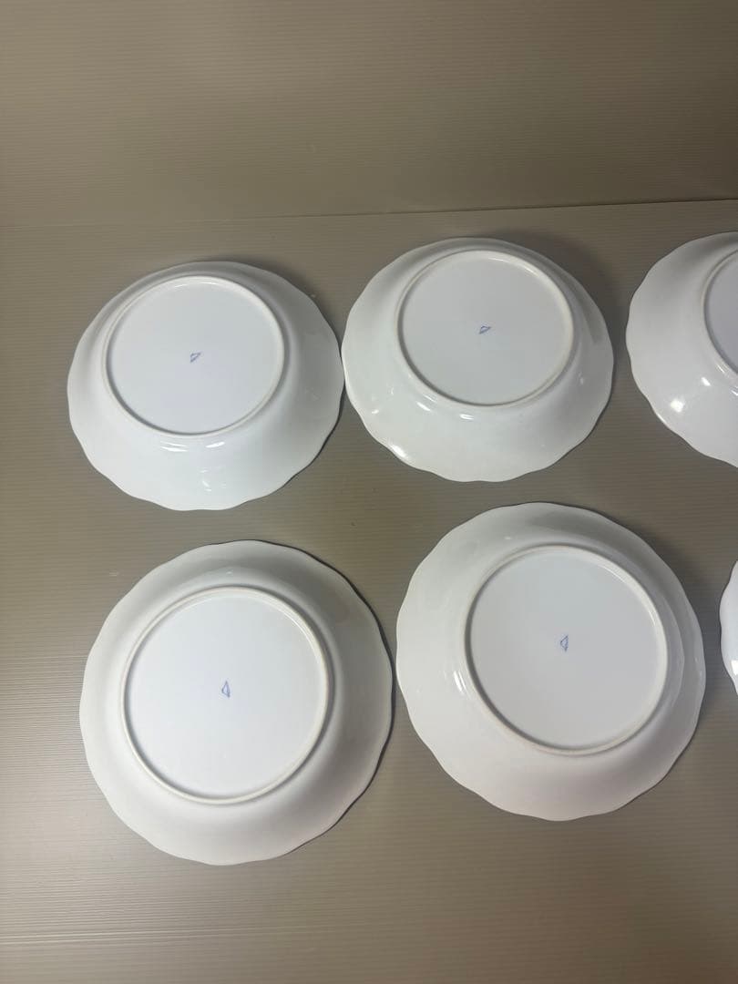 2079 深川製磁　蝶文　皿5客　鉢1客　未使用