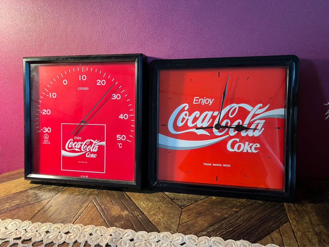 希少 コカコーラ 時計 温度計 セット インテリア アンティーク レトロ 当時物