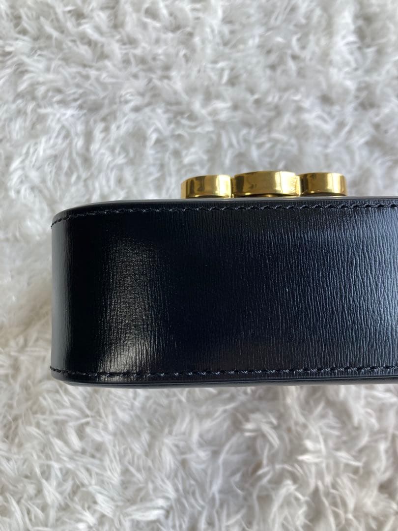 CELINE ブラックショルダーバッグミニ クロード / シャイニーカーフスキン